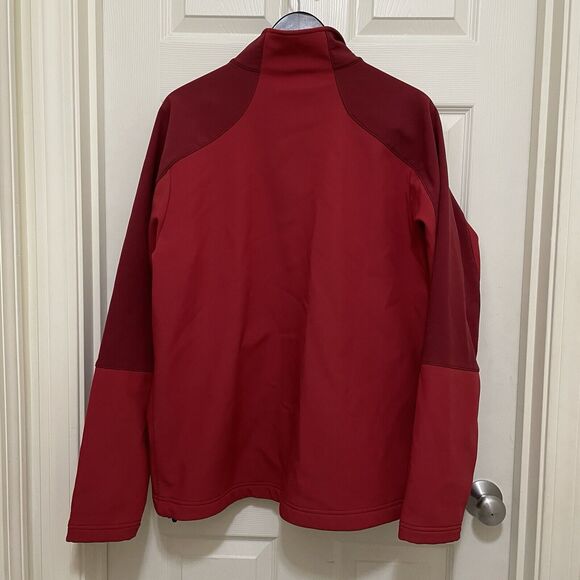 LL Bean Nylon Soft Shell Jacket Fleece Lined Red Full Zip Men's Large Tall - Picture 2 of 7